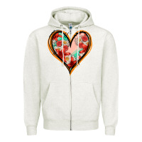 Oatmeal Heather floral orange glitter heart Zipper Hoodie - Jasminsmagicworld