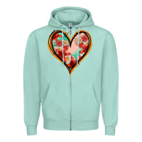 Seafoam floral orange glitter heart Zipper Hoodie - Jasminsmagicworld