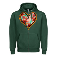 Sports Green floral orange glitter heart Zipper Hoodie - Jasminsmagicworld