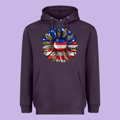 American Flag Leopard Heavyweight Hoodie Designed By Ranaportraitstore