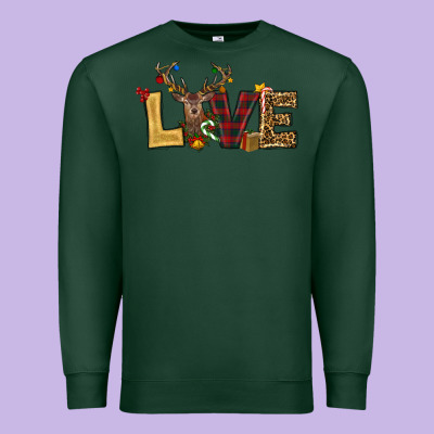 Christmas Reindeer Love Premium Sweatshirt Designed By Ranaportraitstore