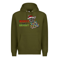 Army Green merry and bright french bulldog Premium Hoodie - RanaPortraitStore