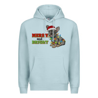 Blue Mist merry and bright french bulldog Premium Hoodie - RanaPortraitStore