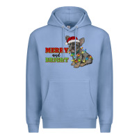 Colony Blue merry and bright french bulldog Premium Hoodie - RanaPortraitStore