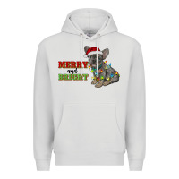 Dove Grey merry and bright french bulldog Premium Hoodie - RanaPortraitStore