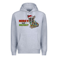 Heather Grey merry and bright french bulldog Premium Hoodie - RanaPortraitStore