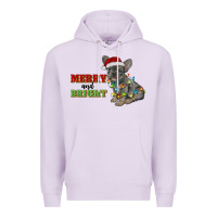 Lilac merry and bright french bulldog Premium Hoodie - RanaPortraitStore
