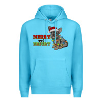 Ocean Blue merry and bright french bulldog Premium Hoodie - RanaPortraitStore