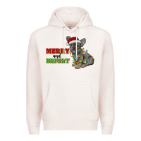 Pale Pink merry and bright french bulldog Premium Hoodie - RanaPortraitStore