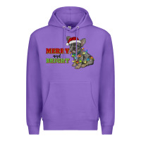 Purple merry and bright french bulldog Premium Hoodie - RanaPortraitStore