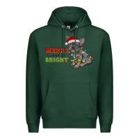Sports Green merry and bright french bulldog Premium Hoodie - RanaPortraitStore