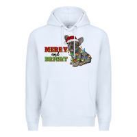 White merry and bright french bulldog Premium Hoodie - RanaPortraitStore