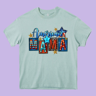 American Mama Mother's Day Heavy Core Tee Designed By Fadigitalartstudio