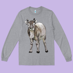Reindeer Fawn Deer Long Sleeve Tee Designed By Lillyallendesigns