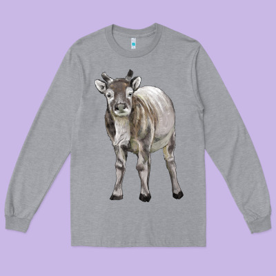 Reindeer Fawn Deer Long Sleeve Tee Designed By Lillyallendesigns