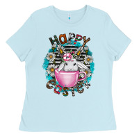 Baby Blue Happy Easter Ladies Tee - CowhideDigitalArt