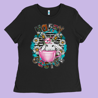 Happy Easter Ladies Tee Designed By Cowhidedigitalart