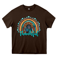 Chocolate Brown western thanksgiving rainbow with turkey Heavy Core Tee - RanaPortraitStore