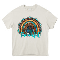 Cream western thanksgiving rainbow with turkey Heavy Core Tee - RanaPortraitStore
