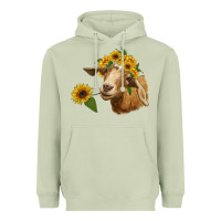 Matcha goat with sunflower Heavyweight Hoodie - RanaPortraitStore