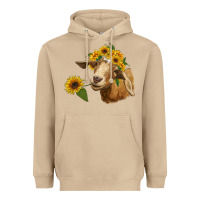 Mushroom goat with sunflower Heavyweight Hoodie - RanaPortraitStore