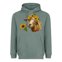 Sage goat with sunflower Heavyweight Hoodie - RanaPortraitStore
