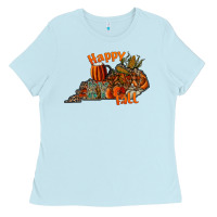 Baby Blue happy fall Ladies Tee - CowhideDigitalArt