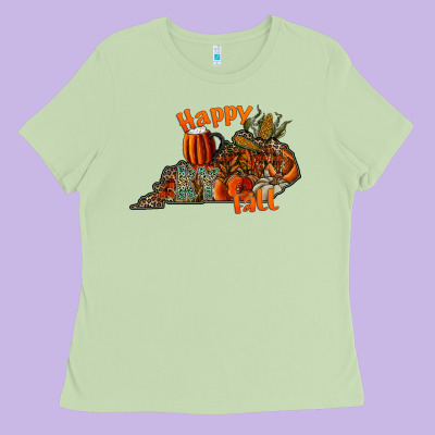Happy Fall Ladies Tee Designed By Cowhidedigitalart