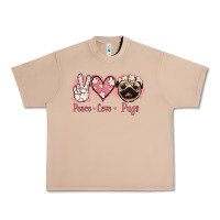 Burro Peace Love Pugs Urban Heavy Tee - Jasminsmagicworld