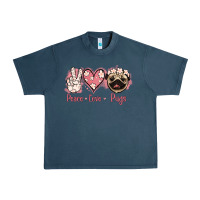 Midnight Navy Peace Love Pugs Urban Heavy Tee - Jasminsmagicworld