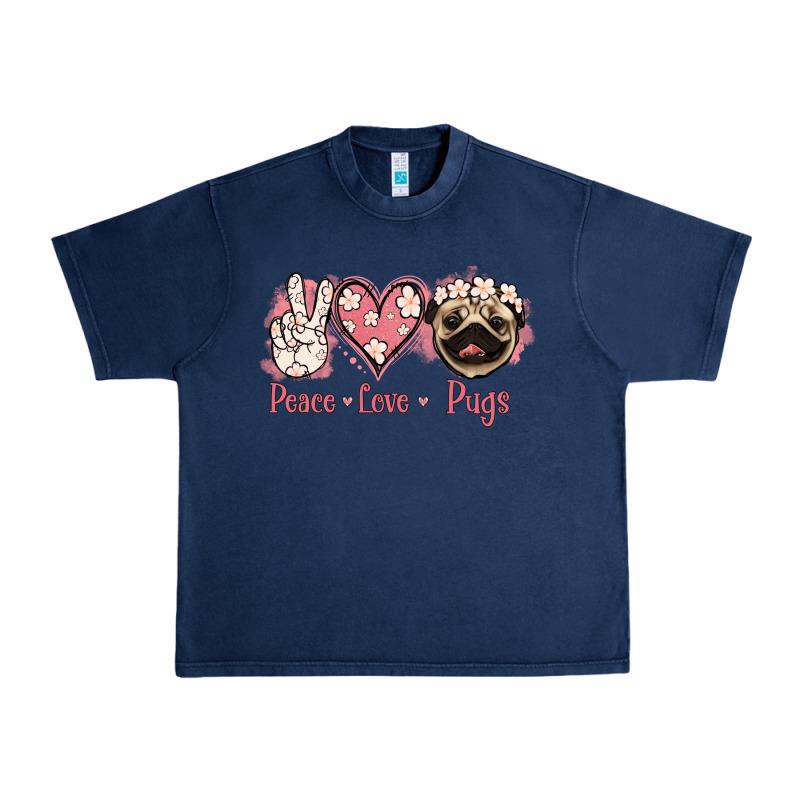 Peace Love Pugs Urban Heavy Tee by Jasminsmagicworld | Teevron