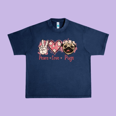 Peace Love Pugs Urban Heavy Tee Designed By Jasminsmagicworld