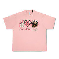 Salmon Peace Love Pugs Urban Heavy Tee - Jasminsmagicworld