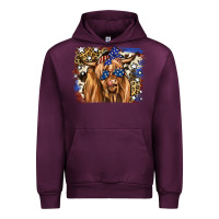 Mauve Wine 4th of July Highland Cattle Urban Hoodie - RanaPortraitStore