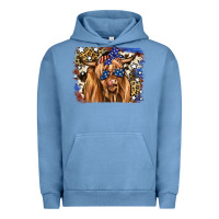 Pigment Pebble Blue 4th of July Highland Cattle Urban Hoodie - RanaPortraitStore