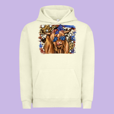 4th Of July Highland Cattle Urban Hoodie Designed By Ranaportraitstore