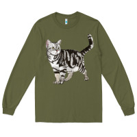 Army Green American Shorthair Cat Long Sleeve Tee - LillyAllenDesigns