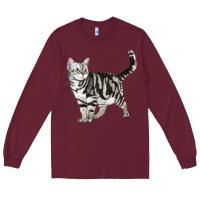 Burgundy American Shorthair Cat Long Sleeve Tee - LillyAllenDesigns