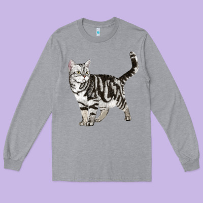 American Shorthair Cat Long Sleeve Tee Designed By Lillyallendesigns