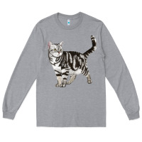 Heather Grey American Shorthair Cat Long Sleeve Tee - LillyAllenDesigns