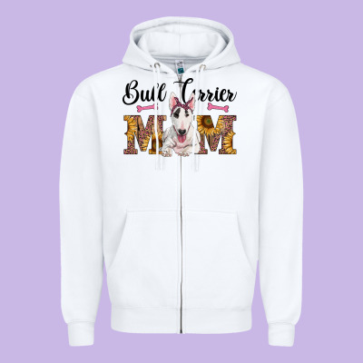 Western Bull Terrier Mom Zipper Hoodie Designed By Ranaportraitstore