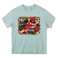 Arona 4th of july american flagcowhide  leopard backgrou Heavy Core Tee - FaDigitalArtStudio