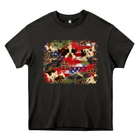 Asphalt 4th of july american flagcowhide  leopard backgrou Heavy Core Tee - FaDigitalArtStudio