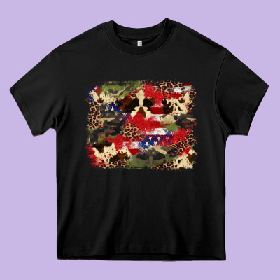 4th Of July American Flagcowhide  Leopard Backgrou Heavy Core Tee Designed By Fadigitalartstudio