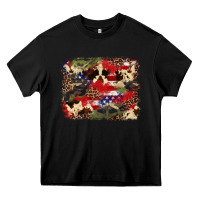 Black 4th of july american flagcowhide  leopard backgrou Heavy Core Tee - FaDigitalArtStudio