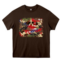 Chocolate Brown 4th of july american flagcowhide  leopard backgrou Heavy Core Tee - FaDigitalArtStudio