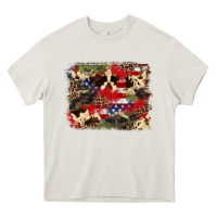 Cream 4th of july american flagcowhide  leopard backgrou Heavy Core Tee - FaDigitalArtStudio
