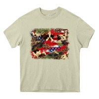 Mossy 4th of july american flagcowhide  leopard backgrou Heavy Core Tee - FaDigitalArtStudio