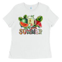 White summer Ladies Tee - CowhideDigitalArt