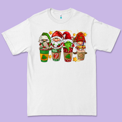 Christmas Coffee Cups Gnomies Premium Tee Designed By Fadigitalartstudio